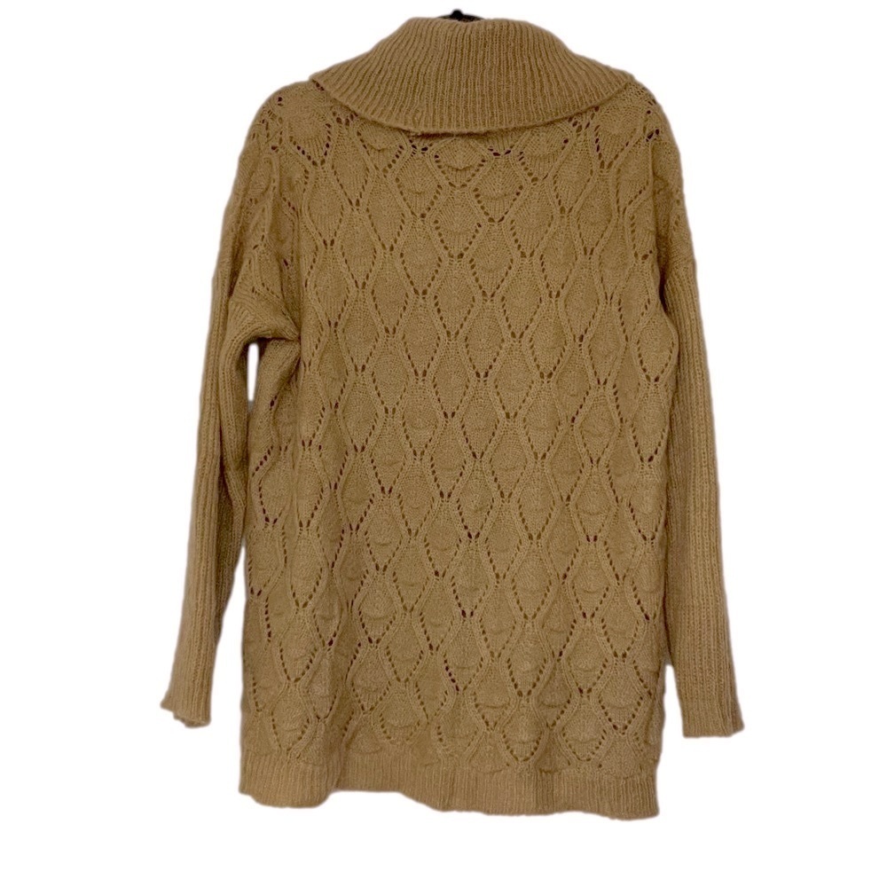 ANTHROPOLOGIE Elsamanda Sweater Italian Mohair Blend Open Knit Cowl Neck Straw M - Picture 8 of 10